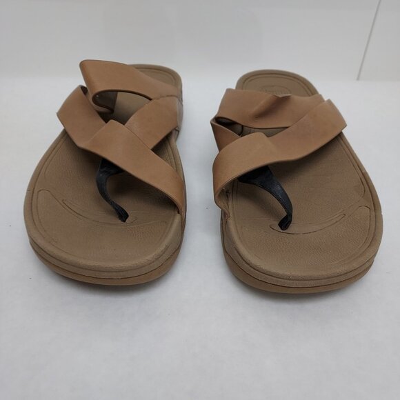 Fitflop Sling Sandal Women's 10 Straps Mink Taupe Toe Post Wobble Board Platform - Picture 6 of 15